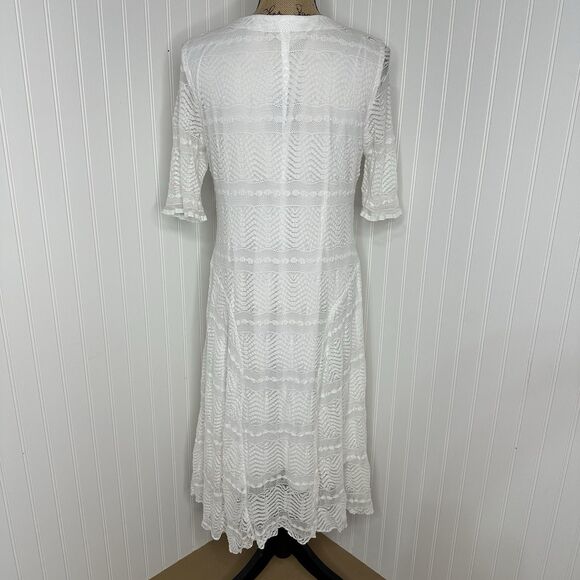 Chris McLaughlin White Lace Dress Womens Sz 14 Bachelorette Party Beach Boho - Picture 4 of 14